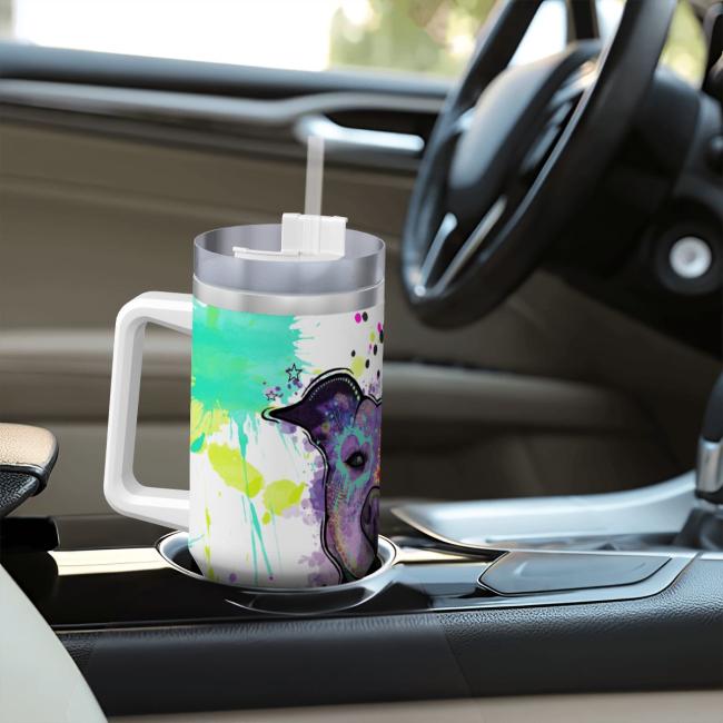 Preview: Tumbler mit Hundemotiv Mäusi - Edelstahl, Becher, 1L, mit Strohhalm, bunt, Motive in Digitaler Popart, AmStaff, Staffordshire, SOKA, Listenhund